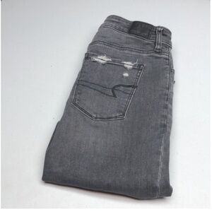 DISTRESS AMERICAN EAGLE GRAY SUPER HI-RISE JEGGING JEANS 4/27x28 ⭐